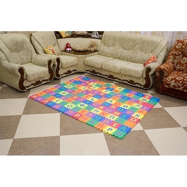 Игровой коврик-пазл Funkids 6" Эрудит-1 с набором русских букв KB-001-128-NT, 128 плит фото 1