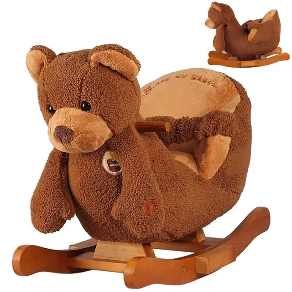 JR2522H Детская качалка меховая  Rock My Baby Медведь фото 1