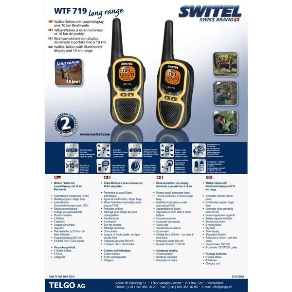 Рация Switel WTF719 10км, функция радионяни фото 1