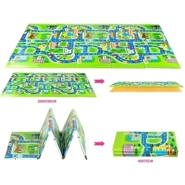 Односторонний развивающий коврик Mambobaby Город, 130 х 160 х 0,5 см, арт. 60513 фото 5