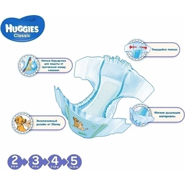 Детские подгузники Huggies Classic 5, 11-25 кг, 58 штук фото 2