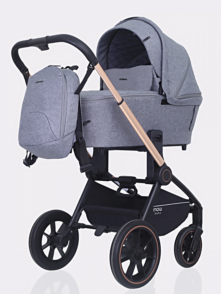 Детская коляска Mowbaby Zoom PU 2 в 1 на золотой раме - Фото