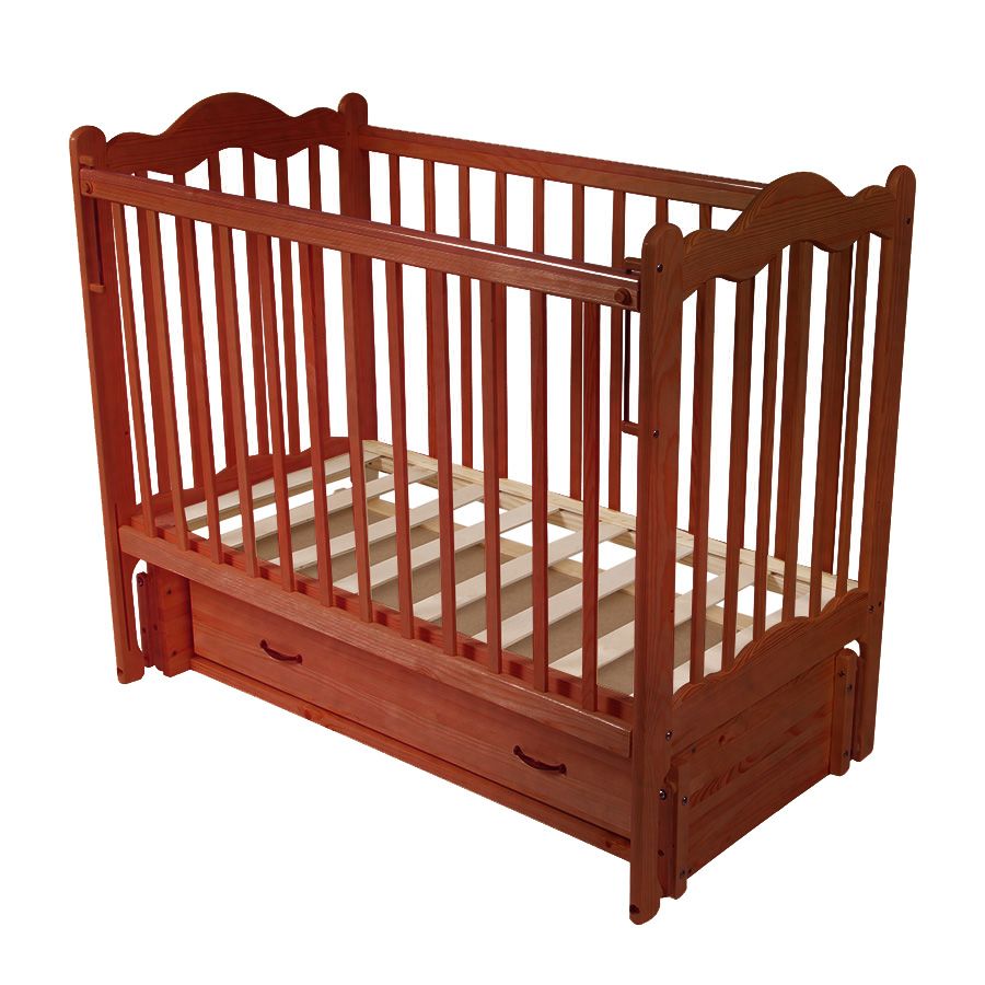 Детская кроватка Счастливый Малыш Дюймовочка, продольный маятник - Фото