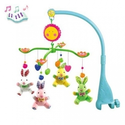 Музыкальный мобиль Henglei Зайцы с батарейками - Фото