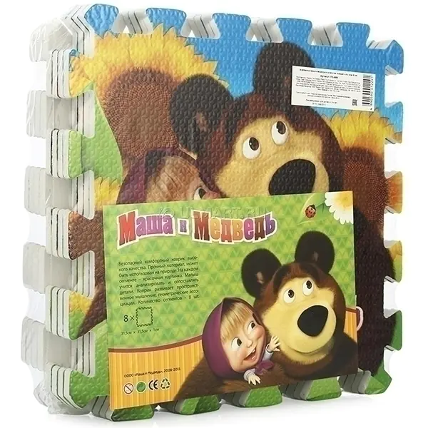 Коврик-пазл Играем Вместе Маша и Медведь, 8 сегментов, 31,5 х 31,5 см, арт. 164797/FS-ММ фото 1