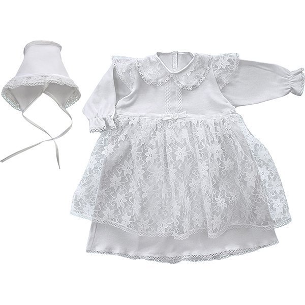 11241 Крестильный набор для девочки Золотой Гусь платье и чепчик - Фото