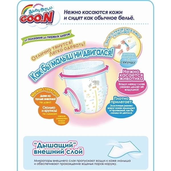 Детские трусики-подгузники Goo.N ХL, 11-18 кг, 42 штуки фото 5