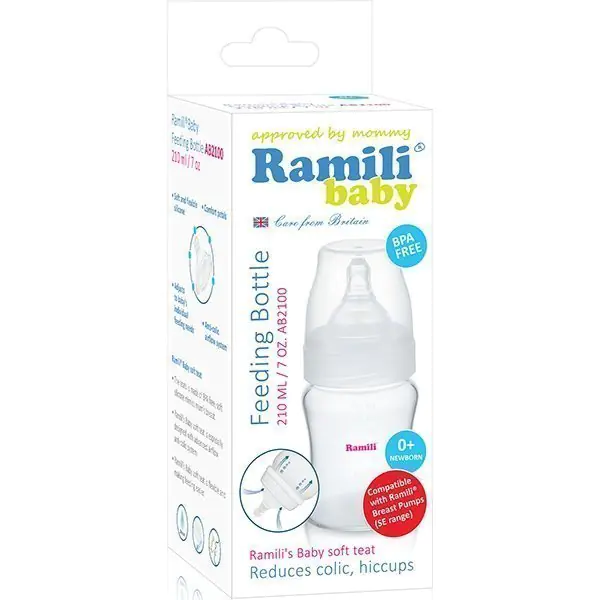Противоколиковая бутылочка для кормления Ramili Baby AB2100 (210 мл., 0+, слабый поток) фото 3
