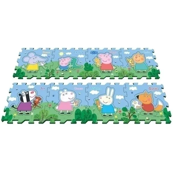 Коврик-пазл Росмэн Peppa Pig Пеппа и Друзья, 8 сегментов, 126 х 62 х 1 см, арт. 30130 фото 4
