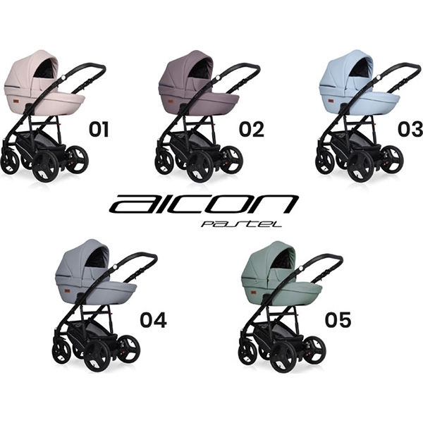 Детская коляска Riko Basic Aicon Pastel 3 в 1, эко-кожа фото 1