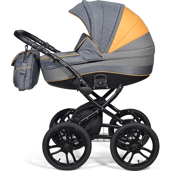 Детская коляска Indigo 18 Special Plus 14" 2 в 1, ткань + эко-кожа фото 1