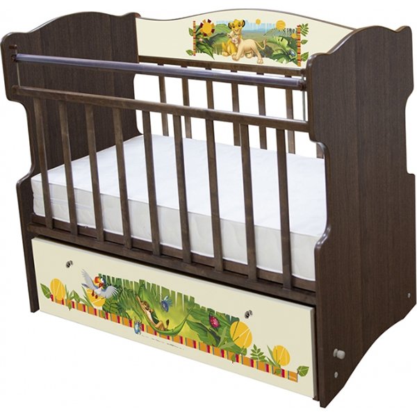 Детская кроватка Disney Симба и Нала, поперечный маятник - Фото