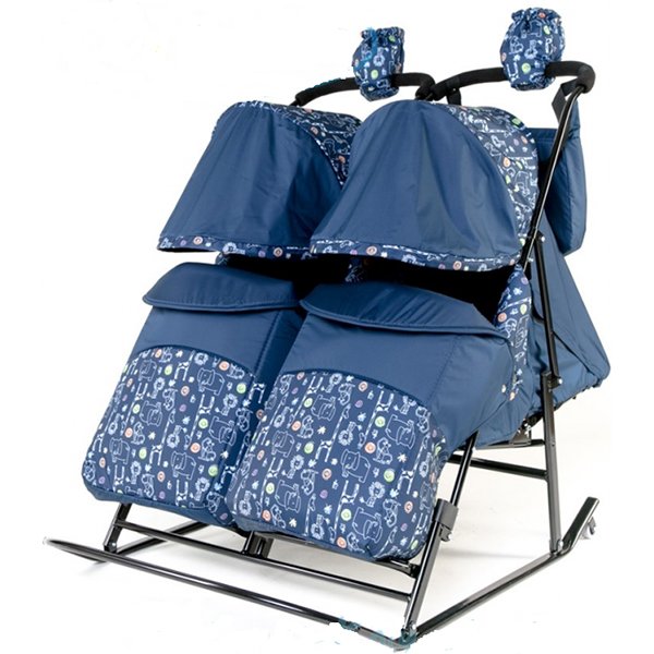 Санки-коляска для двойни Kristy Twin 2016  (С большими колесами) - Фото