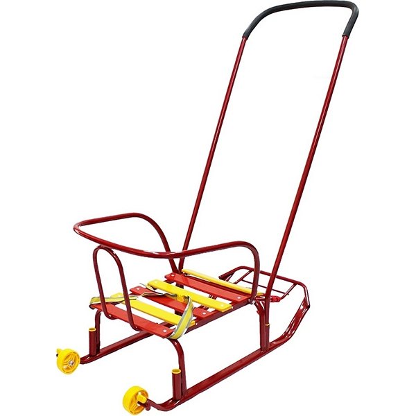 Санки RT Считалочка Девятка с высокой спинкой и колесиками фото 1