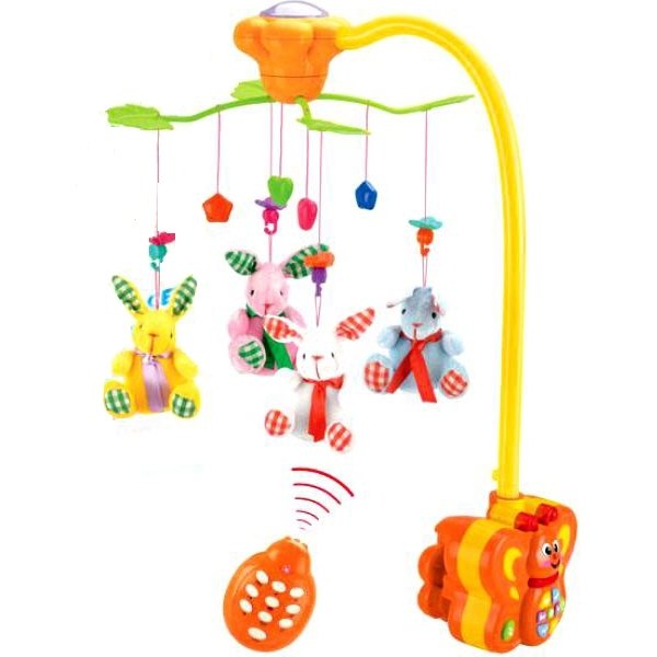 Музыкальный мобиль Henglei Зайцы со светом и пультом ДУ - Фото