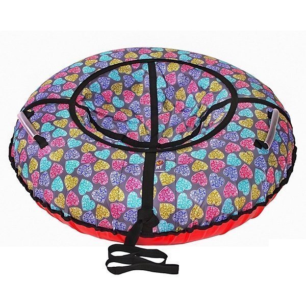 Надувные санки-тюбинг RT Сердечки на сером фото 1