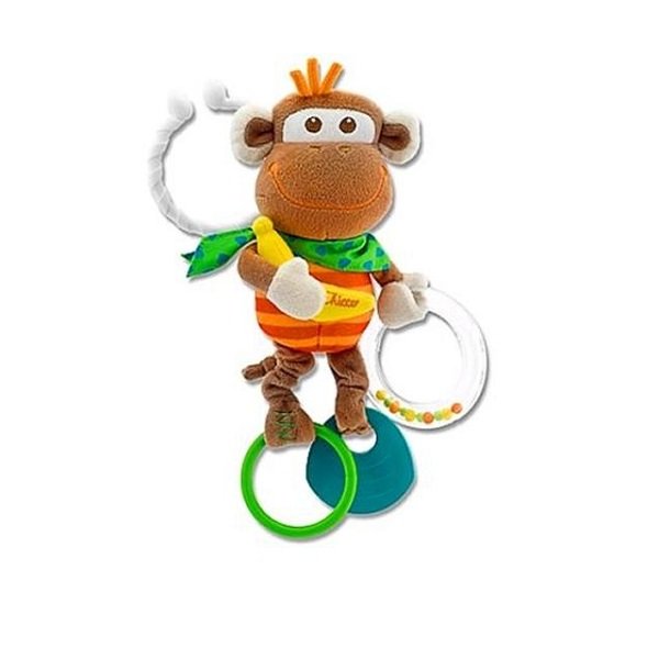 00907.00 Погремушка мягкая с прорезывателем «Обезьянка» с креп. на коляску 3м+ - Фото