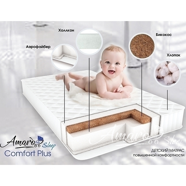 Детский двусторонний матрас AmaroBaby Comfort Plus,120 х 60 х 12 см фото 1