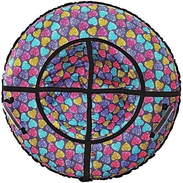 Надувные санки-тюбинг RT Сердечки на сером - Фото