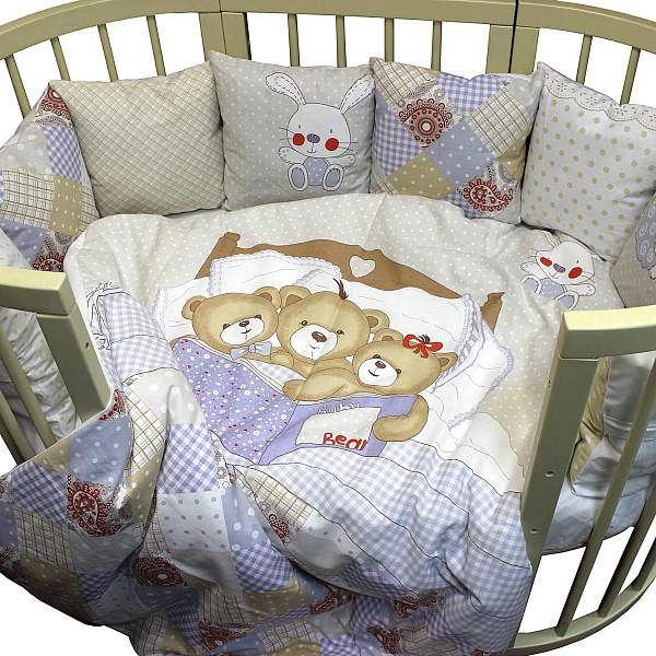 Комплект в кроватку L`Abeille Няшки, 4 предмета фото 1