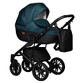 Детская коляска Indigo Mio S 2 в 1 (06 черная кожа+изумрудный
						
					) — Фото