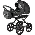 Детская коляска BeBe-Mobile Ines R 2 в 1, ткань+эко-кожа (R11 (White-Black)
						
					) — Фото
