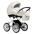 Детская коляска Indigo Indigo Special Plus 14 2 в 1 на белой раме (01 Белая кожа
						
					) — Фото