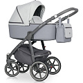 Детская коляска Riko Marla 3 в 1, ткань + эко-кожа (03 Серый
						
					) — Фото