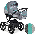 Детская коляска Indigo 18 Special Plus 14" 2 в 1, ткань + эко-кожа (Sp 05 Темно-серый - Светло-серый - Бирюзовая кожа
						
					) — Фото
