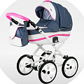 Детская коляска BeBe-Mobile Ines R 3 в 1, ткань+эко-кожа (R8 (Pink-Navy-Blue)
						
					) — Фото