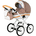 Детская коляска BeBe-Mobile Ines R 2 в 1, ткань+эко-кожа (R3 (Biscuit-White)
						
					) — Фото