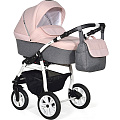 Детская коляска Indigo Antica 2 в 1, ткань + эко-кожа (04 Темно-серый - Светло-розовый
						
					) — Фото