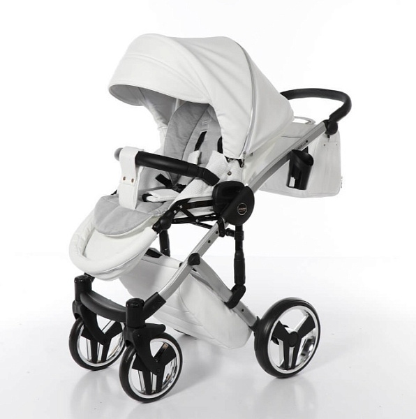Детская коляска Junama Diamond Mirror Satin V2 2 в 1 на серебряной раме фото 1