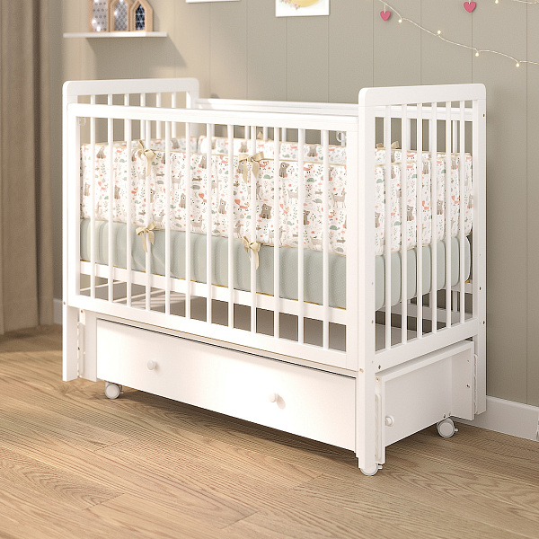 Детская кроватка Pituso Tiny, ящик-маятник/колесо фото 6