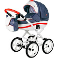 Детская коляска BeBe-Mobile Ines R 2 в 1, ткань+эко-кожа (R1 (Red-Navy-Blue)
						
					) — Фото