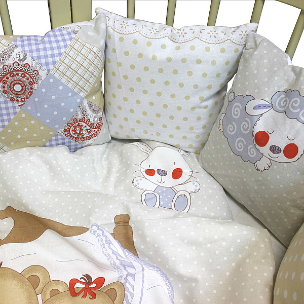 Комплект в кроватку L`Abeille Няшки, 4 предмета фото 3