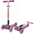 Трехколесный самокат Globber Elite SL My Free Fold Up 445 со светящимися колесами (Rhodamine) — Фото