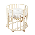 Детская кроватка-трансформер кругло-овальная Vestario Round c маятником 7 в 1 (Слоновая кость
						
					) — Фото
