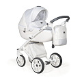 Детская коляска Indigo Porto 2 в 1, эко-кожа (Po 07 Белая кожа + Белый узор
						
					) — Фото