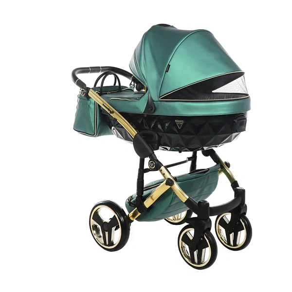 Детская коляска Junama Fluo Line V2 3 в 1 на золотой раме фото 5