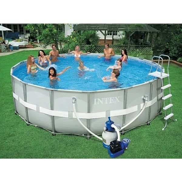 Каркасный семейный бассейн Intex Ultra Интекс Ультра круглый с лестницей и насосом-фильтром c54924, c54470 фото 9
