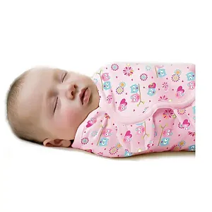 76450 Конверт для пеленания из хлопка на липучке Summer Infant SwaddleMe  размер s/m розовый с сердечками