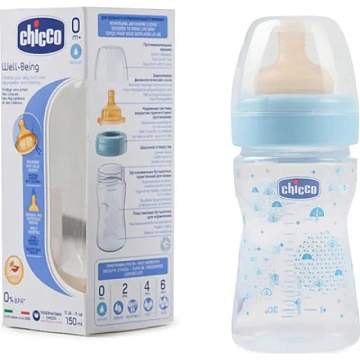 Бутылочка Chicco Well-Being Boy / Girl Чико Велл-Биинг Бой / Герл 150 мл, 0 мес.+, лат. соска, РР