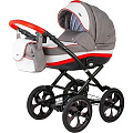 Детская коляска BeBe-Mobile Ines R 2 в 1, ткань+эко-кожа (R2 (Red-Graphite)
						
					) — Фото
