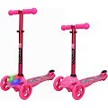 Трехколесный самокат Y-Scoo RT Trio Diamond 120 Kaleidoscope со светящейся платформой Pink — Фото