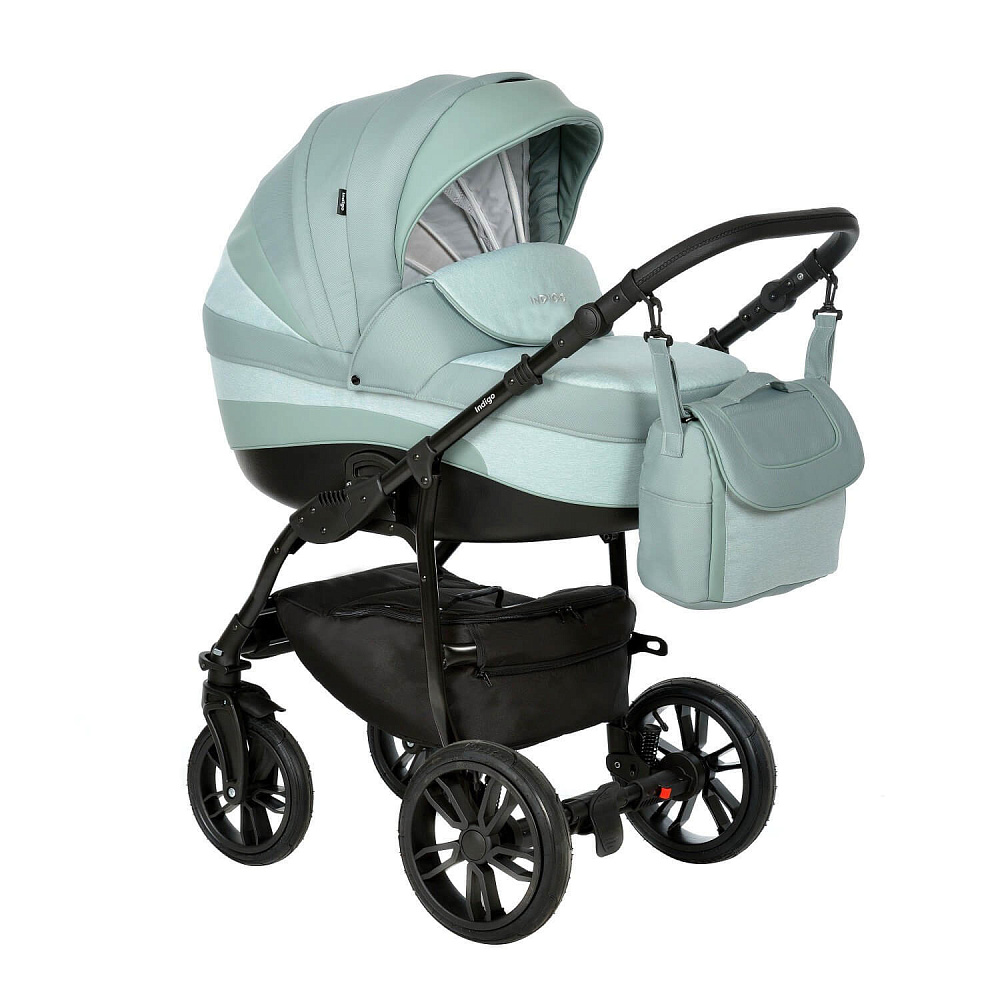 Детская коляска Indigo INDIGO 2021 2 в 1, ткань+экокожа - Фото
