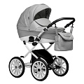 Детская коляска Indigo Indigo Special Plus 14 2 в 1 на белой раме (04 Серая кожа
						
					) — Фото