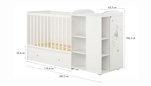 Детская кроватка-трансформер Polini Kids French 800 Amis с ящиком фото 3