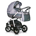 Детская коляска Verdi Pepe Eco Plus 3 в 1, ткань+эко-кожа (07 Silver
						
					) — Фото