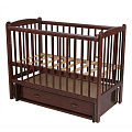 Детская кроватка Счастливый Малыш Кроха-2, поперечный маятник (Темный орех) — Фото